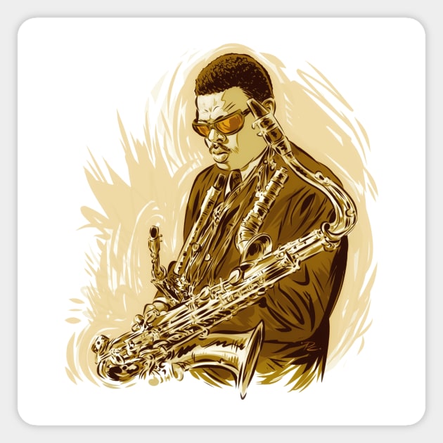 Roland Kirk - An illustration by Paul Cemmick Sticker by PLAYDIGITAL2020